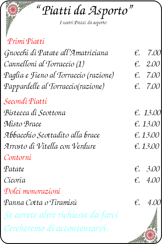 MENU RISTORANTE 2020 coronavirus per sito